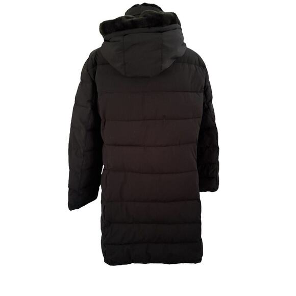 ANDREW MARC Sz XXL Black Puffer Jacket w/ Bib Faux Fur Collar Hood Stretch Sides - Picture 3 of 7